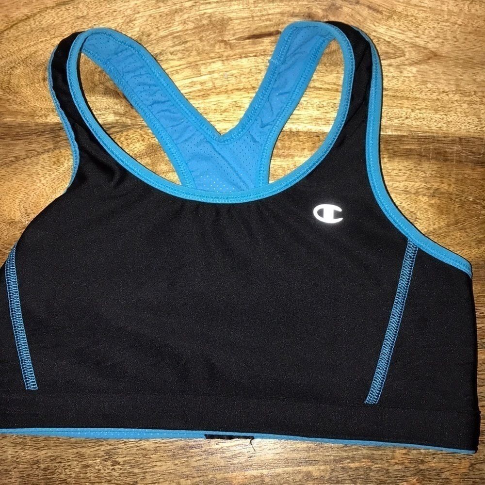 Champion Reversible Racerback Sports Bra Black Blue Mesh 9303 Womens Small